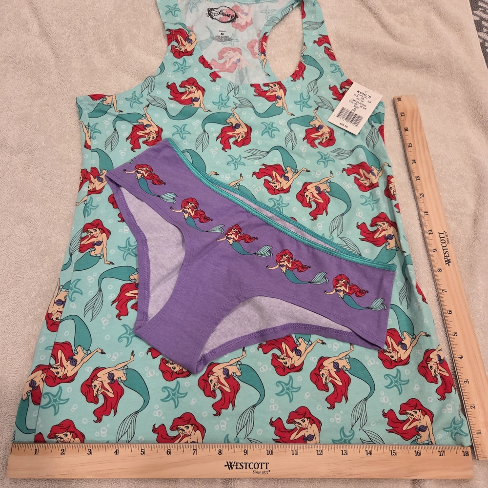 NWT Little Mermaid (Ariel) 2-Piece Pajama Tank Top and Panty Set Kohl's
